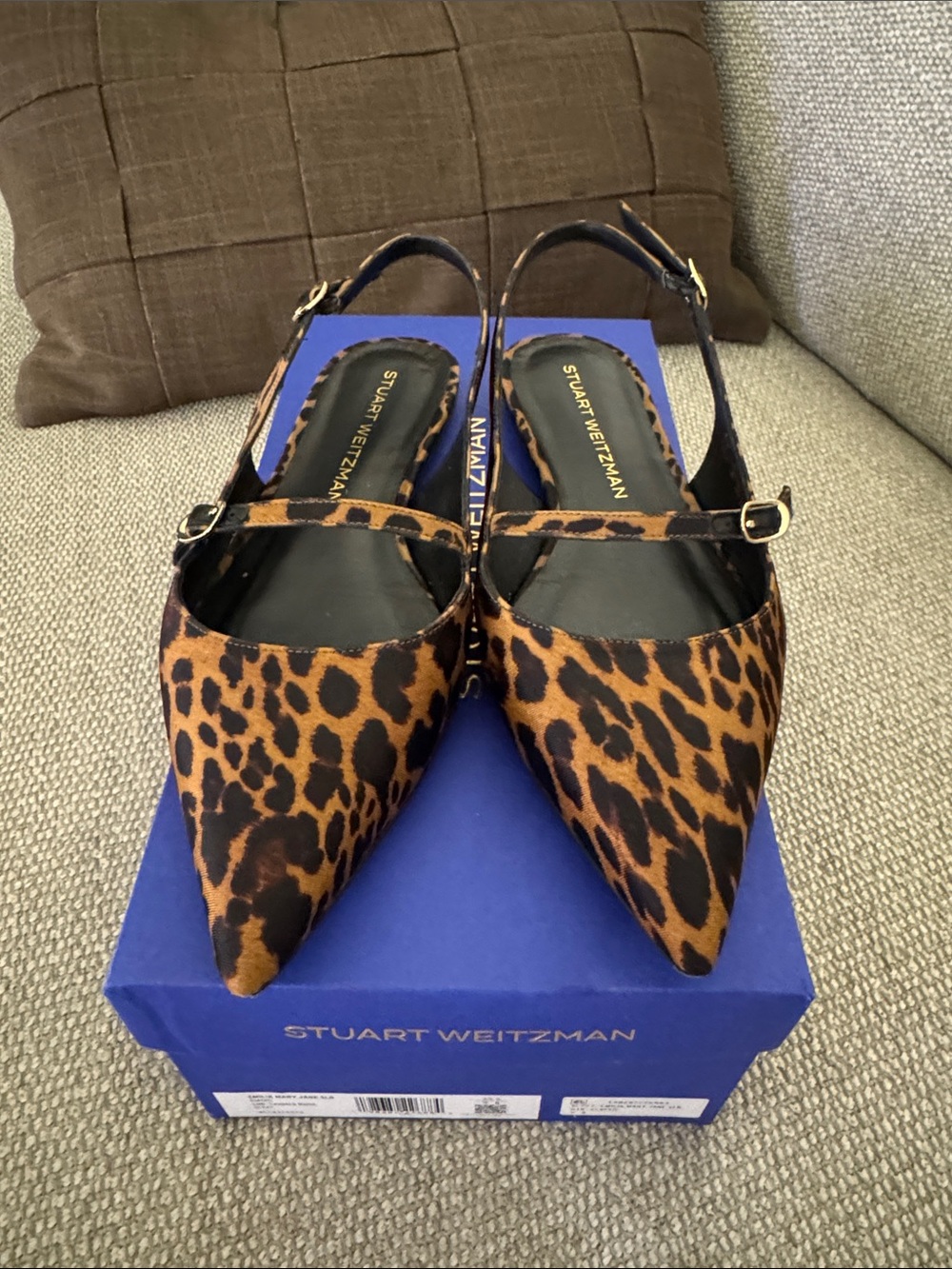 Stuart Weitzman Leopard-Print Pointed Slingback Flats - Brown/Black